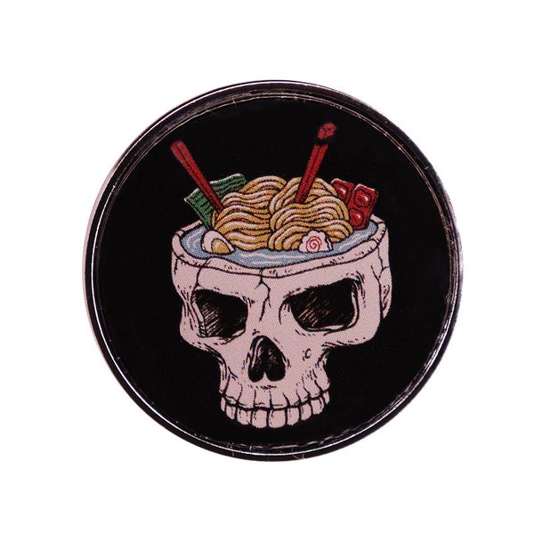 

skeleton noodles badge brooch halloween horror enamel pins, Blue