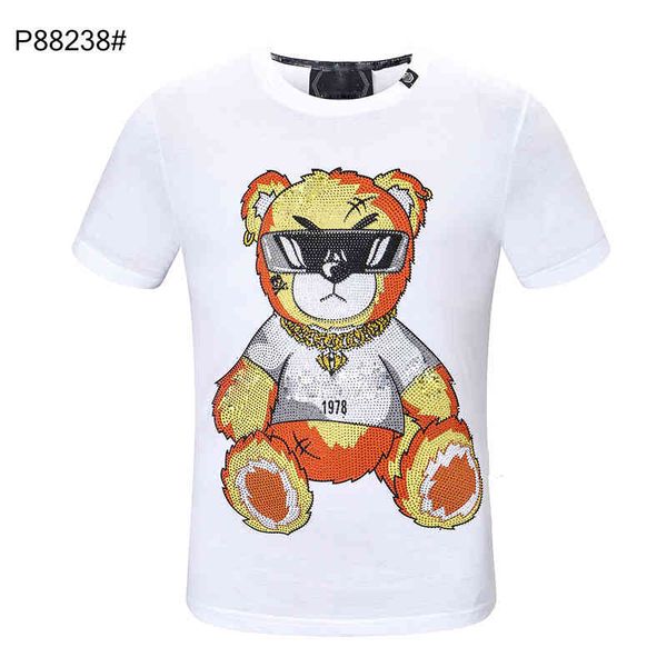 

men's t-shirts designer mens t-shirt skull crystal tees summer basic solid print letter bear skateboard casual punk tee shirts fashion, White;black