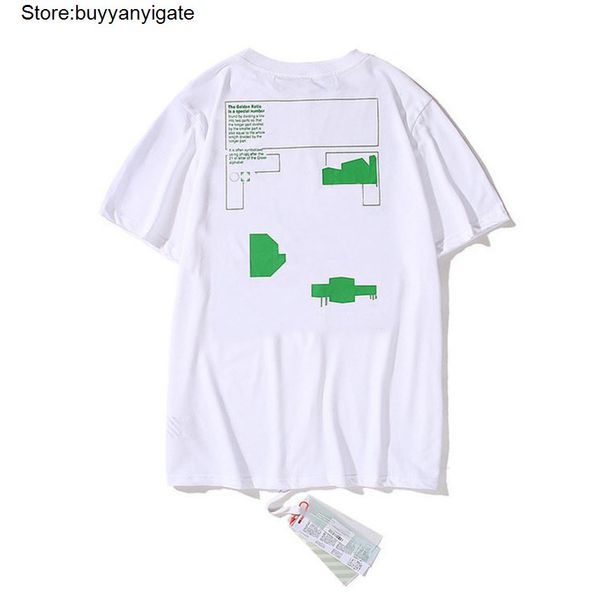 

brand fashion classic mens t shirts offs summer designer women loose tees quality t-shirt letter arrow oil painting black white tshirts z80, White;black