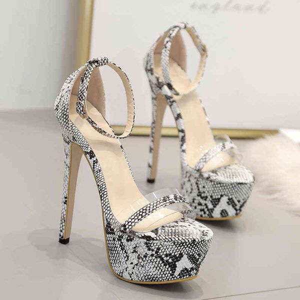 

hentian high sandals 16cm thin heel nightclub fish mouth shoes super high heel sandals large, Black