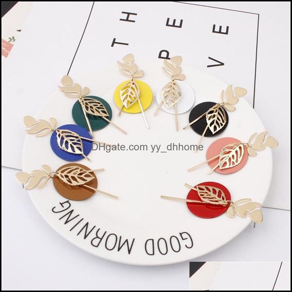 

charm earrings jewelry new bohemia round hoop leaf dangle for women girls colorf metal charms drop earring summer beach party gifts delivery, Golden