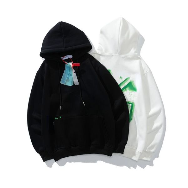 

off designer hoodie mens hooded sweater american hip-hop streetwear long-sleeved pullover hoodies men women graffiti arrow loose oversize pu, Black