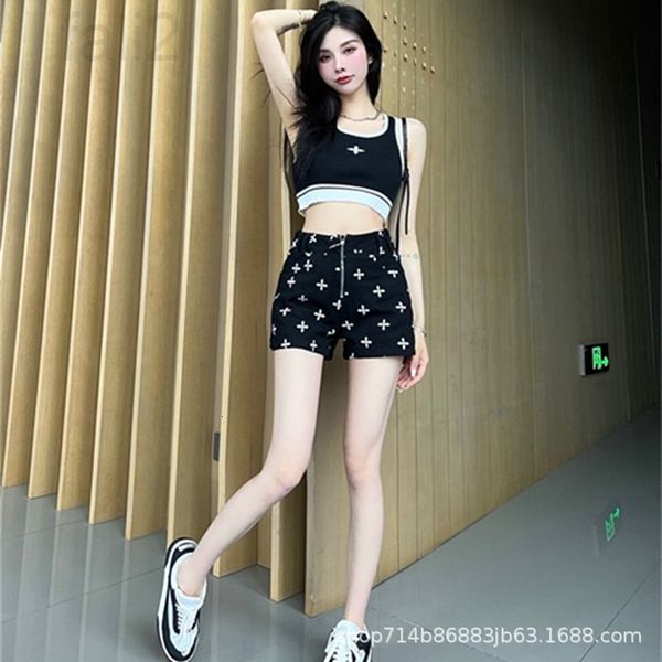 

women's shorts designer denim shorts women's 2022 new summer thin high waist a-word pants spring white black trendy 7ipn