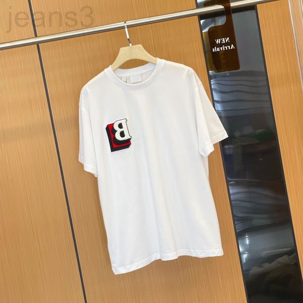 

women's t-shirt designer 2022 summer new loose style flocking letter towel cloth personalized round neck men's and women's sh, White