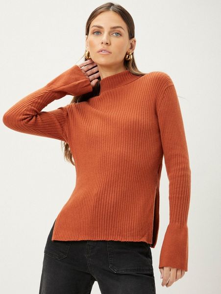 

motf premium wool-mix flounce sleeve slit sweater a6ei#, White;black