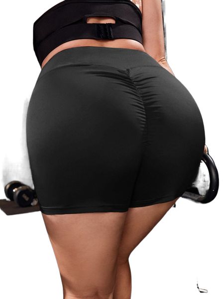 

plus softness scrunch butt sports shorts d1vy#, Black