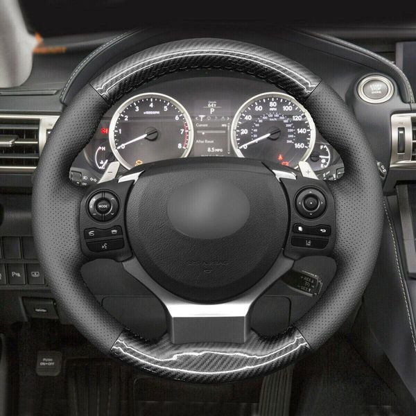 

durable pu carbon fiber leather car steering wheel cover for lexus is200t is250