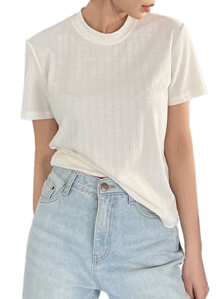 

dazy solid crew neck tee f6sf#, White