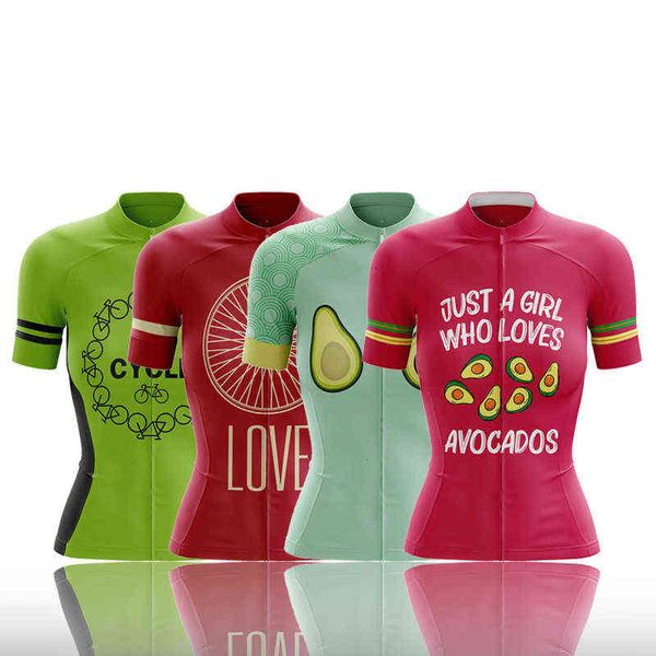 Frau Bike Team Radfahren Jersey Frauen Kurzarm Radfahren Kleidung Grün Rosa Fahrrad Shirt Road MTB Jersey Tops Ropa Maillot