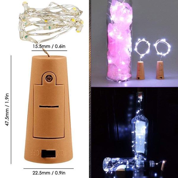 Strings LED 20 String LightBattery Powered Cork Wine Bottle Light Bar DIY Birthday Party Christmas Decor Stopper StripLED Strings LED