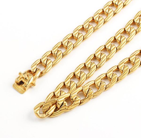 

18k gold plate chains embossed nk chain 12mm necklace 50cm, Black