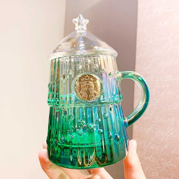 

limited starbucks cup 310ml gradient nameplate christmas tree shaped glass simple deskcovered water cup
