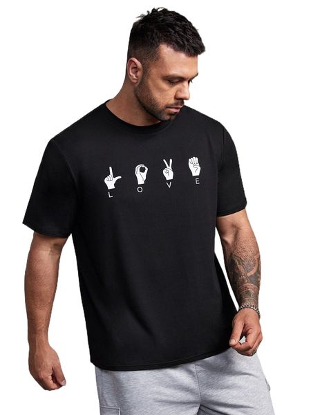 

extended sizes men figure & letter graphic tee m1kf#, White;black
