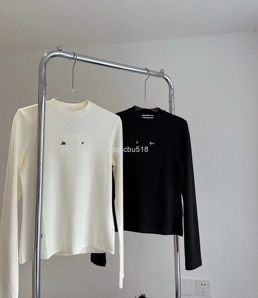 

women's knits & tees 22 early spring jl minimalist letter embroidery round neck slim fit solid color fashion long sleeve bottomed shirt, White