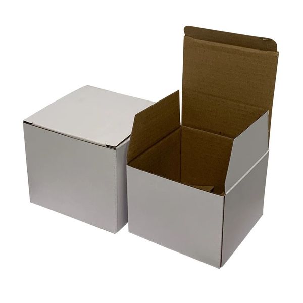 Scatola di cartone di carta ondulata bianca per merci fragili che sorseggiano confezioni regalo per piccole tazze di gioielli