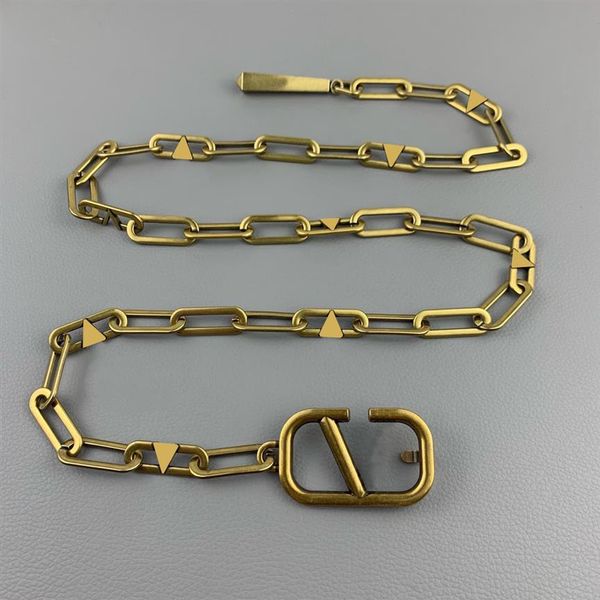 

womens designers chains belts fashion luxury designer link belt for women letter v buckle waist chain vintage gold waistband bronz254q, Black;brown