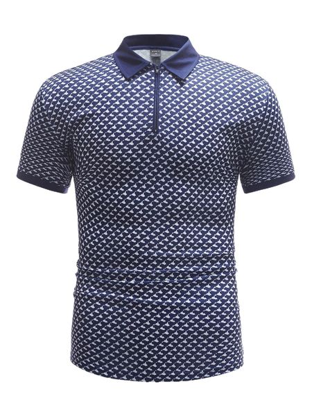

men allover print quarter zip polo shirt z7vm#, White;black