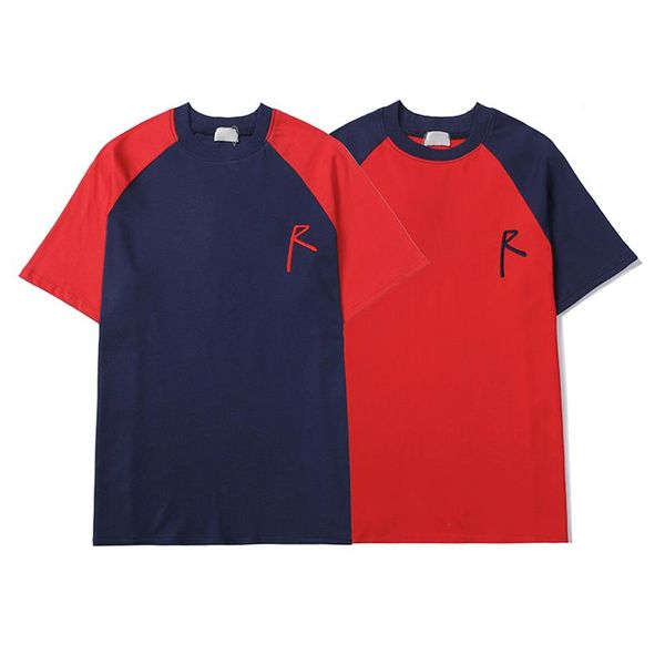 

2021ss 100%cotton red navy contrast 2 color womens mens t-shirt precis291n, White;black