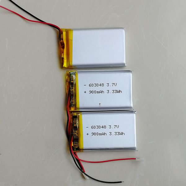 Bateria de polímero Li 603048 3,7V 900mAh Baterias LIPO de lítio para GPS 100pcs/lote