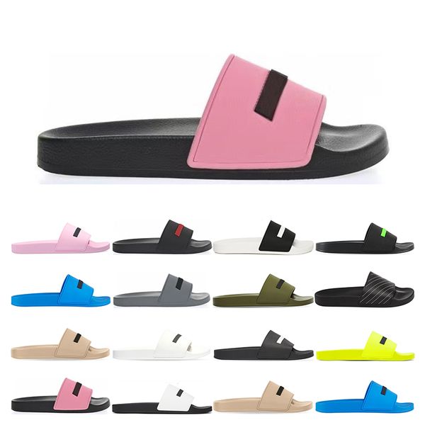 

luxurys designers pool slides rubber slippers mens womens black fluo green yellow bule beige pink fashion sandals sports sneakers outdoor si