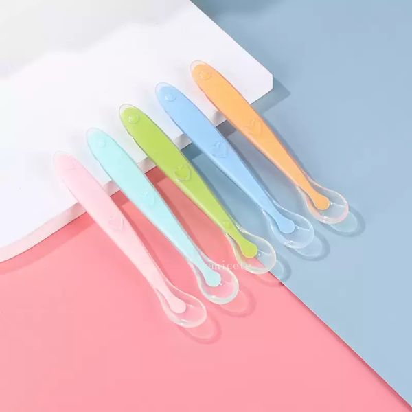 

home soft baby feeding silicone spoons candy color spoon children food feed tools zc1258