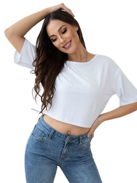 

aamilife d.rop s.houlder solid c.rop tee o6eg#, White