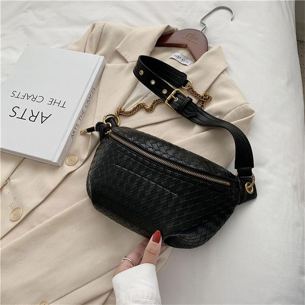 

chain waist bag women leather fanny pack luxury brand crossbody chest pack mini waist belt bags fashion girl phone pack purse 220428