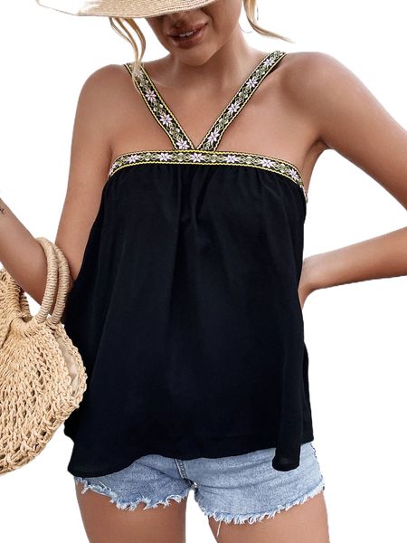 

floral tape panel cami a19w#, White