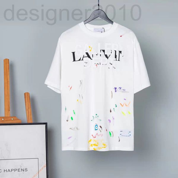 

men's t-shirts designer spring and summer of 2022 lan splash graffiti h painting t-shirt men's women's loose fashion short sl, White;black