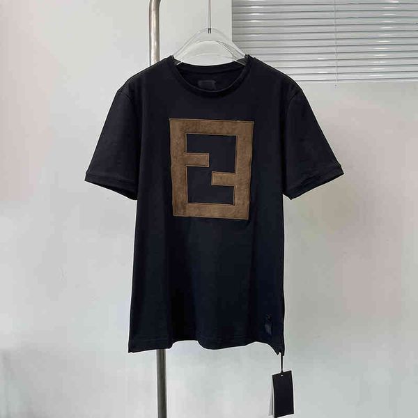 

women's t-shirt fd home double f deer fur embroidered letters short sleeve t-shirt simple half sleeve tee unisex, White