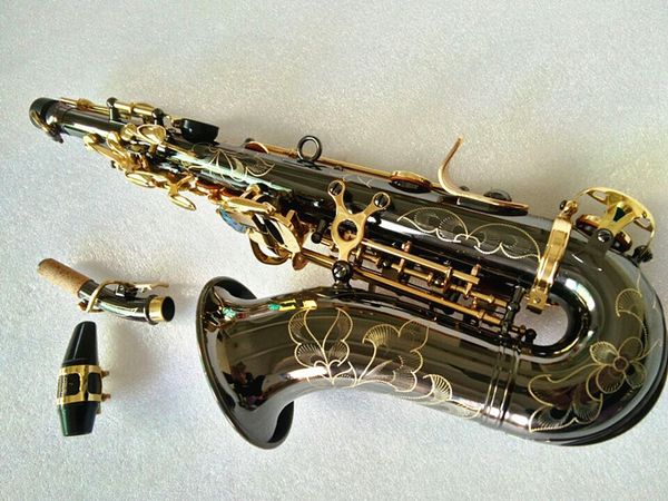 

new curved soprano saxophone bb black nickel plating brass sax professional mouthpiece patches pads reeds hard box