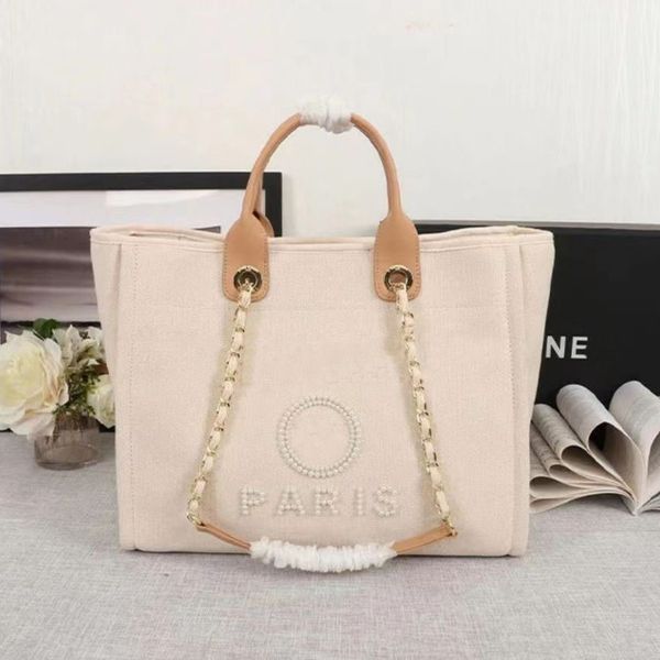 

women label pearl fashion evening bags brand ch canvas beach bag designers classic female portable large capacity handbag luxury big handbag
