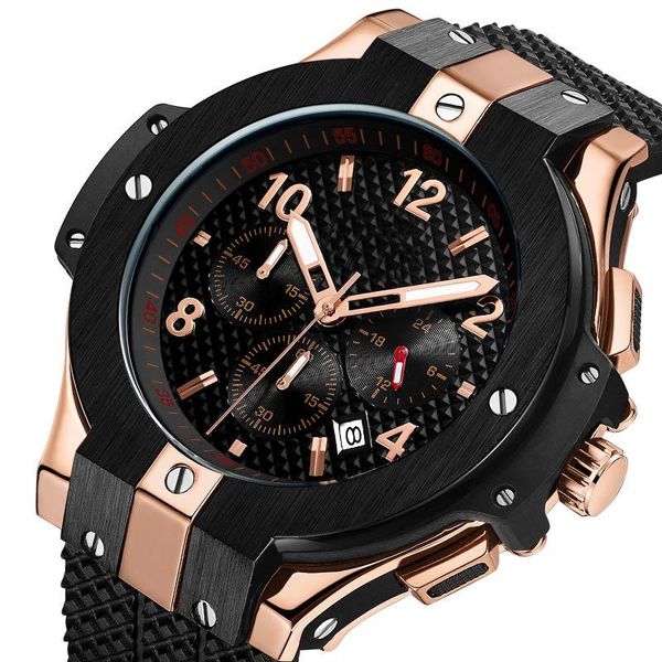 

wristwatches sports quartz watch men silicone strap waterproof multifunction wrist ll@17, Slivery;brown