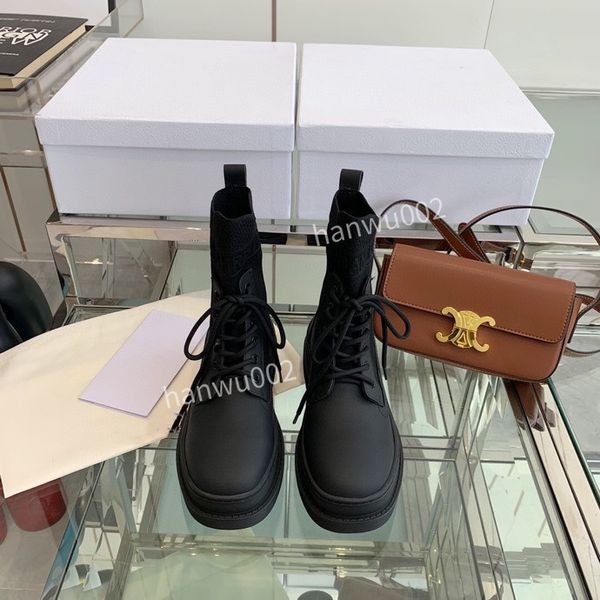 

fashion platform women's casual shoes designer lace-up sneakers leather rubber elastic trainer, Black