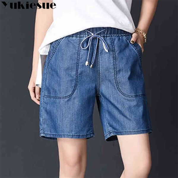 

wide leg pants short jeans summer loose bf boyfriend vintage beach knee length shorts female jeans woman plus size 4xl 210412, Blue