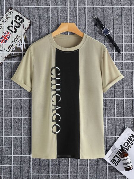 

men colorblock letter graphic tee 58sn#, White;black