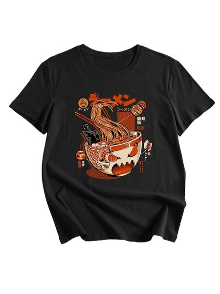 

romwe x ilustrata cartoon graphic tee y6l1#, White