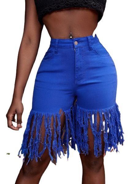 

sxy fringe hem denim shorts d282#, White;black