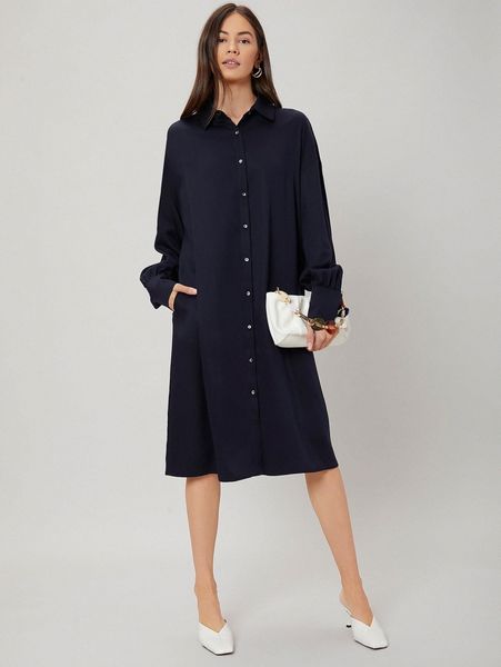 

motf premium 100% lyocell oversize shirt dress g5g6#, Black;gray