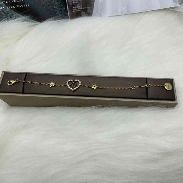 

2022 women's fashion all-match high-quality new personality necklace brand wholesale family dijia letter diamond inlaid heart-shaped ne, Silver