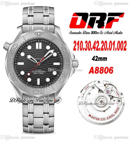 ORF Diver 300m Nekton A8806 Relógio automático de masculino de 42 mm de onda preta Dial texturizada Super edição Pulseira de aço inoxidável 210.30.42.20.01.002 Relógios PureTime A1