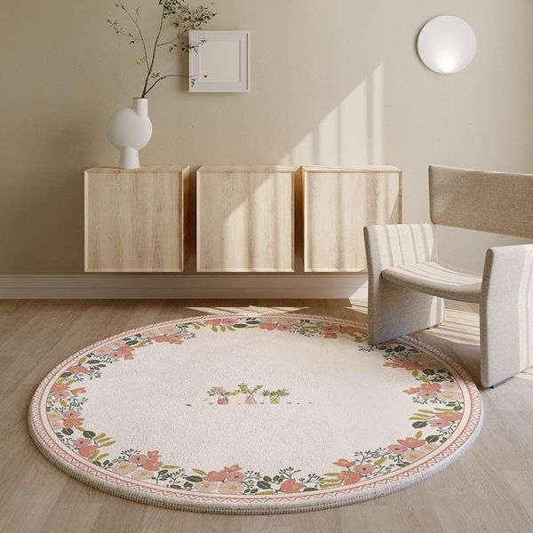 Tapete de tapete de flores Round Round para sala de estar decoração de casa quarto crianças cobertor de piso de decoração de salão de salão de salão rugcarpets