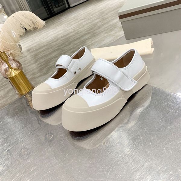 

sandals high end quality small white shoes thick bottom big head casual leather fat mary jane single, Black