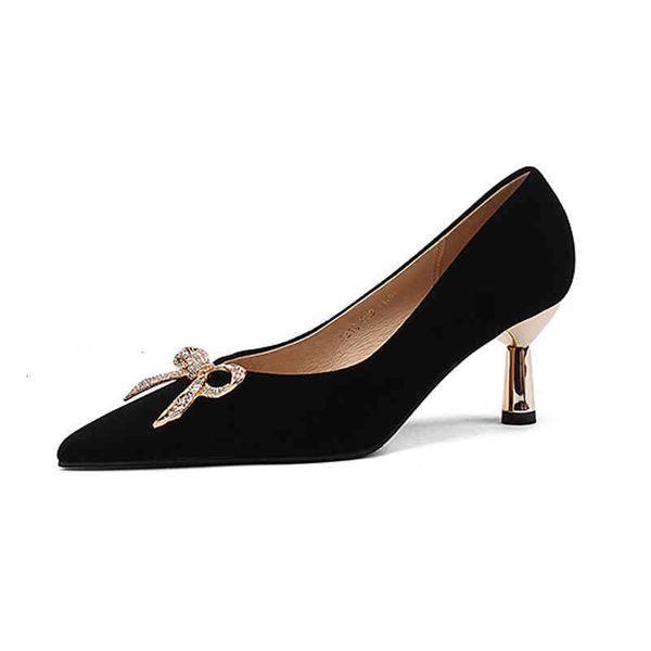 

dress shoes spring and summer women's shoes pointed thin high heels electroplated heel bow formal dress banquet mom single women 478j, Black