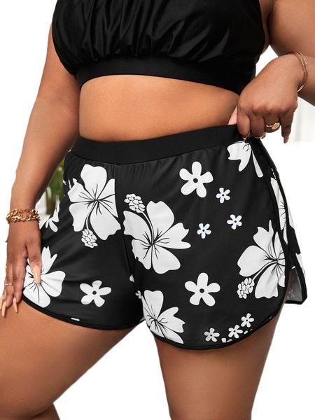 

plus 2pack floral split bikini bottom c5cl#, Black