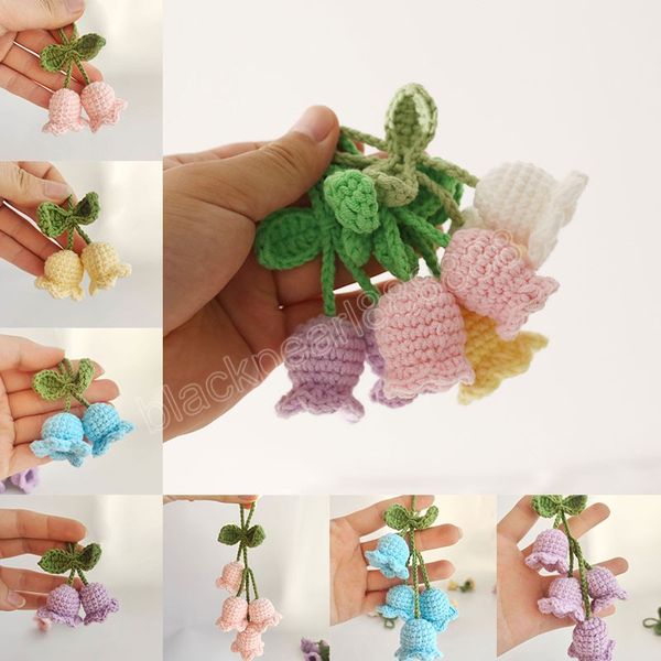 

handmade weaving flower wind chimes keychain lanyard knitting anti-lost ring buckle car key ring girl bag pendant jewelry, Silver