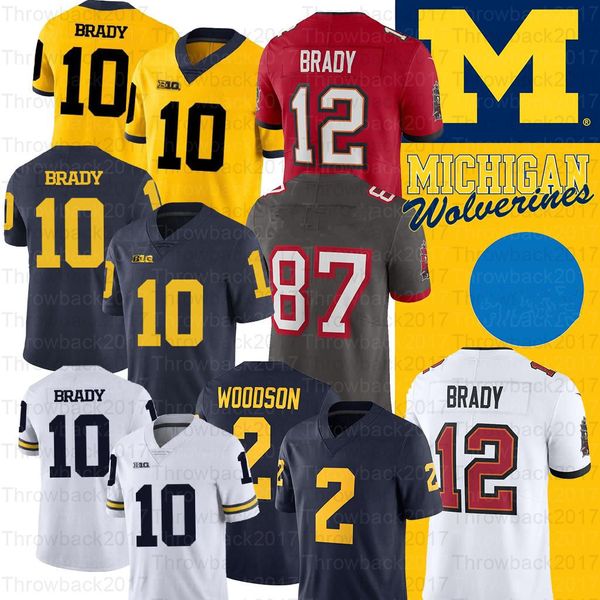 

michigan wolverines jersey desmond howard 10 tom brady 2 charles woodson shea patterson college football jersey, Black;red
