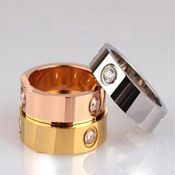 

rose gold stainless steel crystal woman jewelry love rings men promise rings for female women gift engagement with bag2331, Silver