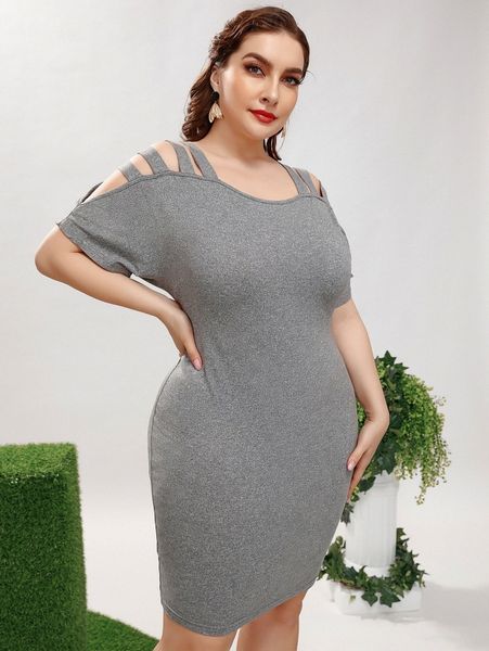 

plus cold shoulder dress f0af#, Black