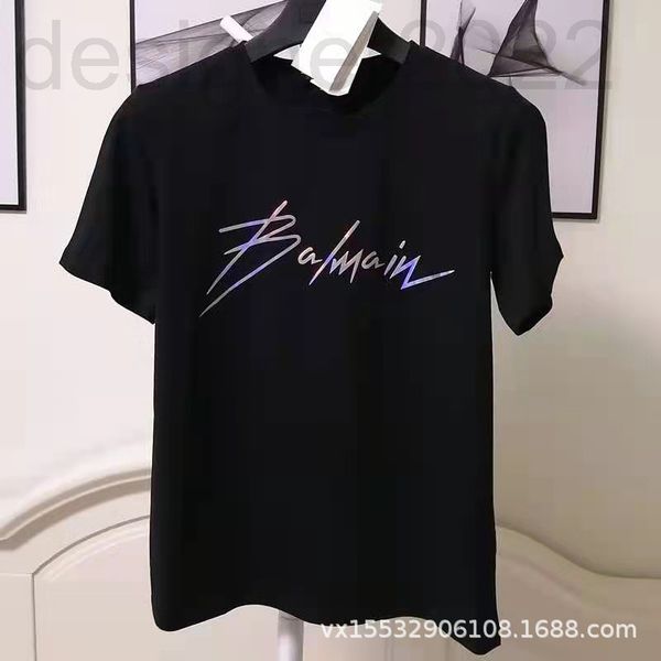 

women's t-shirt designer fashion brand balman same gilded letter t-shirt parent-child couple dress men's and women's gilded p, White